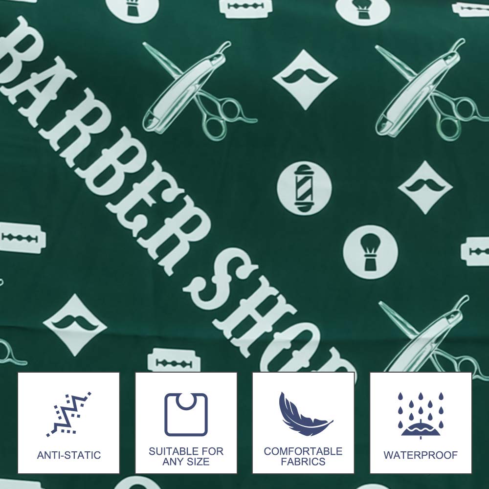 BARBER PRO Hair Cutting Cape with Snap Closure, Professional Salon Cape - Waterproof Adjustable Snap for Hairstylists, 50 x 60 inches (Green)