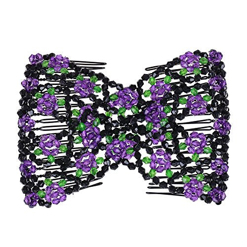 LOVEF 6 Pcs Magic Beaded Double Hair Combs - Assorted Colors