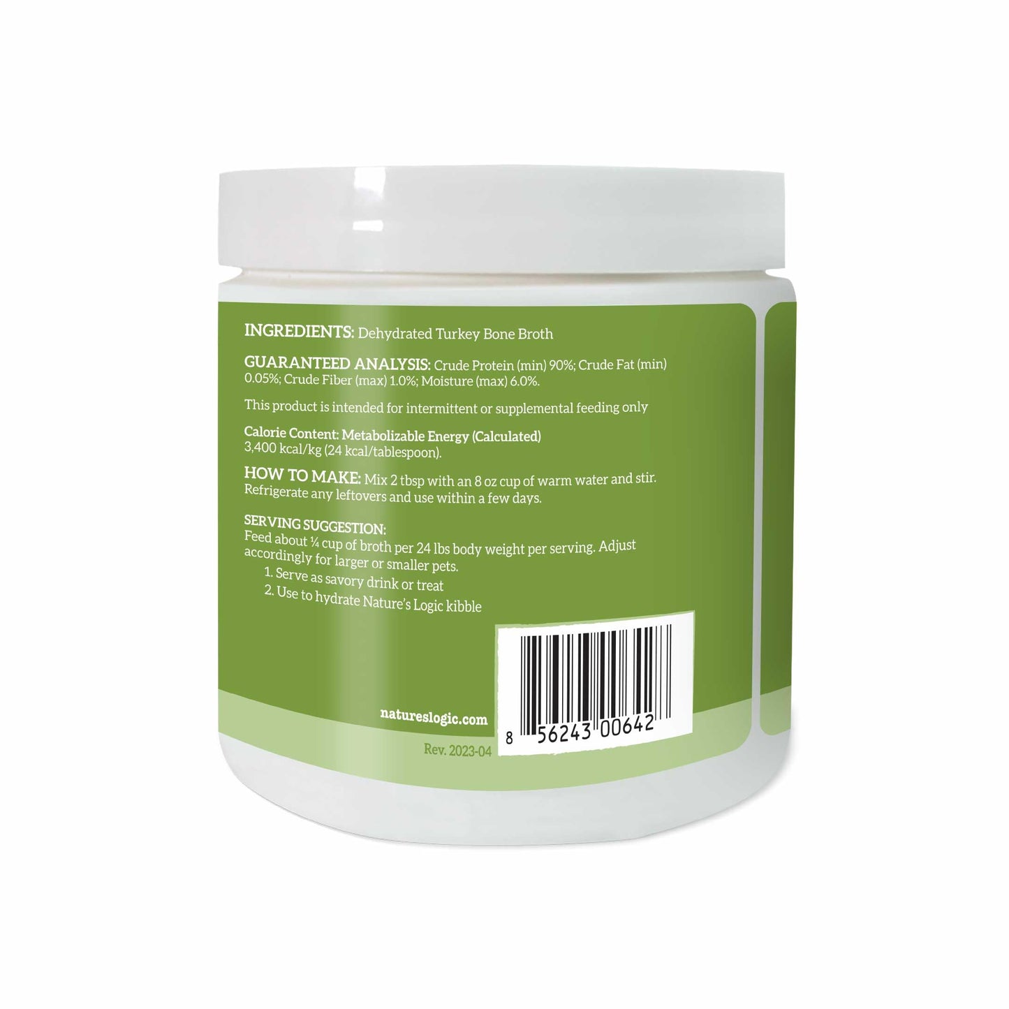 Nature's Logic Dehydrated Bone Broth Powder - 100% Natural Dog & Cat Topper - Rich in Glucosamine & Chondroitin - Boosts Immune System - Gluten-Free, No Synthetic Ingredients - Turkey, 6oz