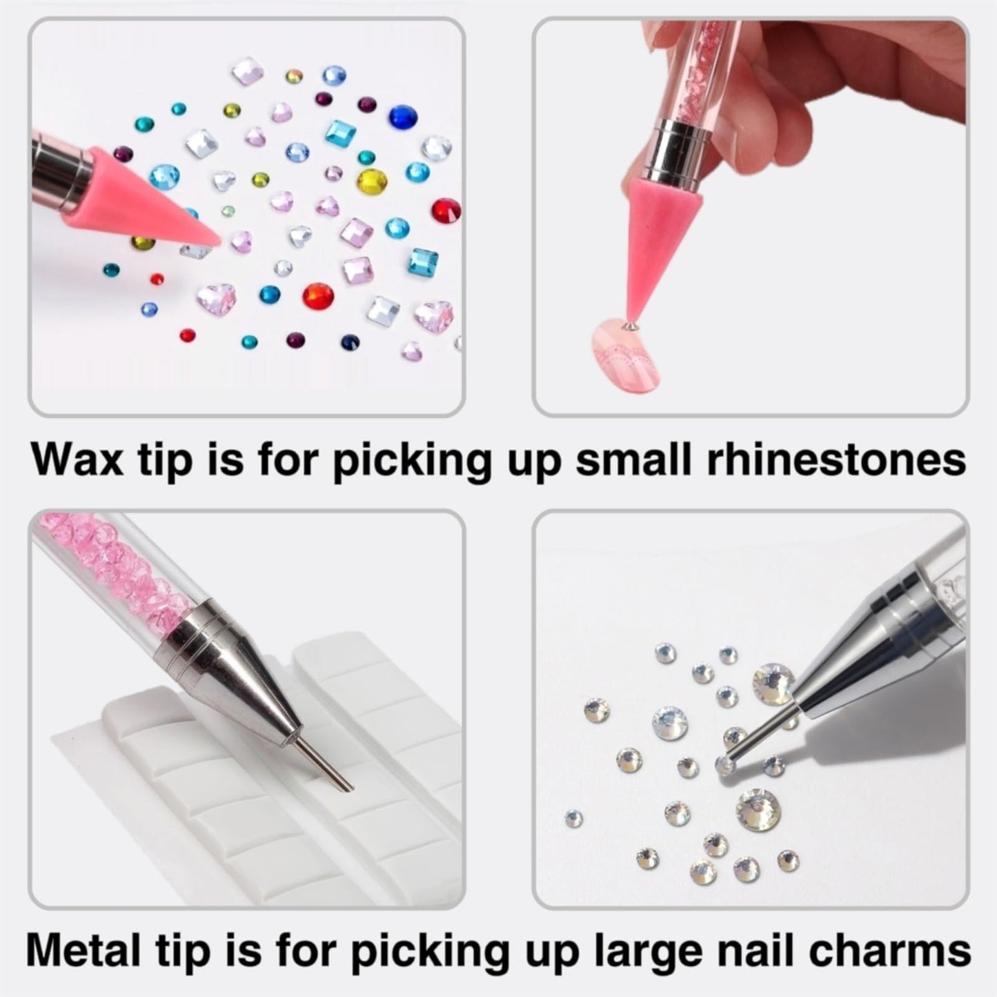 Rhinestone Picker Tool, 2 Pack Rhinestone Pen Bedazzling Pen with Tray