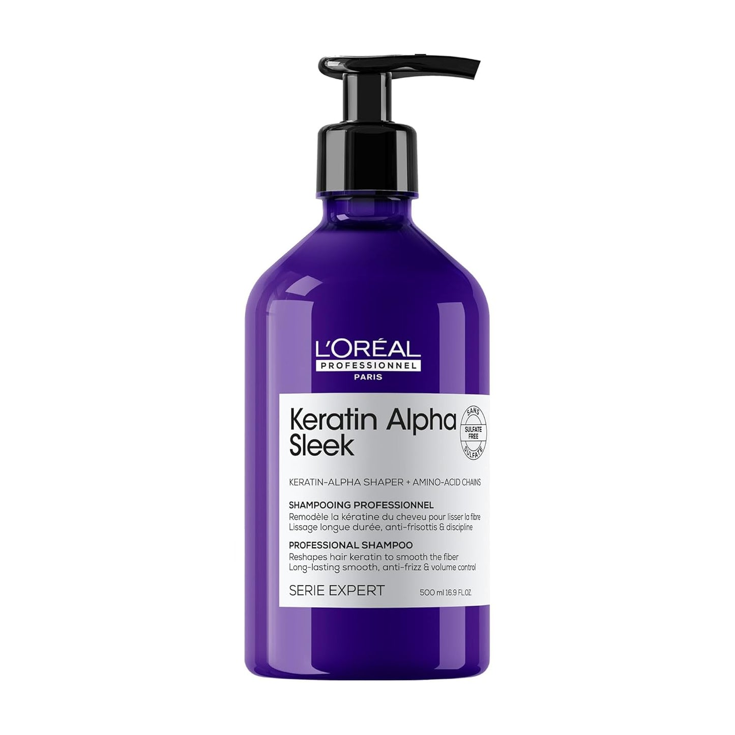 L'Oréal Professionnel Keratin Alpha Sleek Shampoo - Frizz Control & Hydration for Smooth, Soft Hair | 33.8 Fl Oz