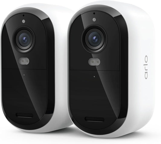 Security Cameras Wireless Outdoor - Arlo Essential Battery 2K (3rd Gen, Latest Version), Color Night Vision, Two-Way Audio, Home Security, Person/Package/Vehicle/Animal Detection, White - 2-Pack