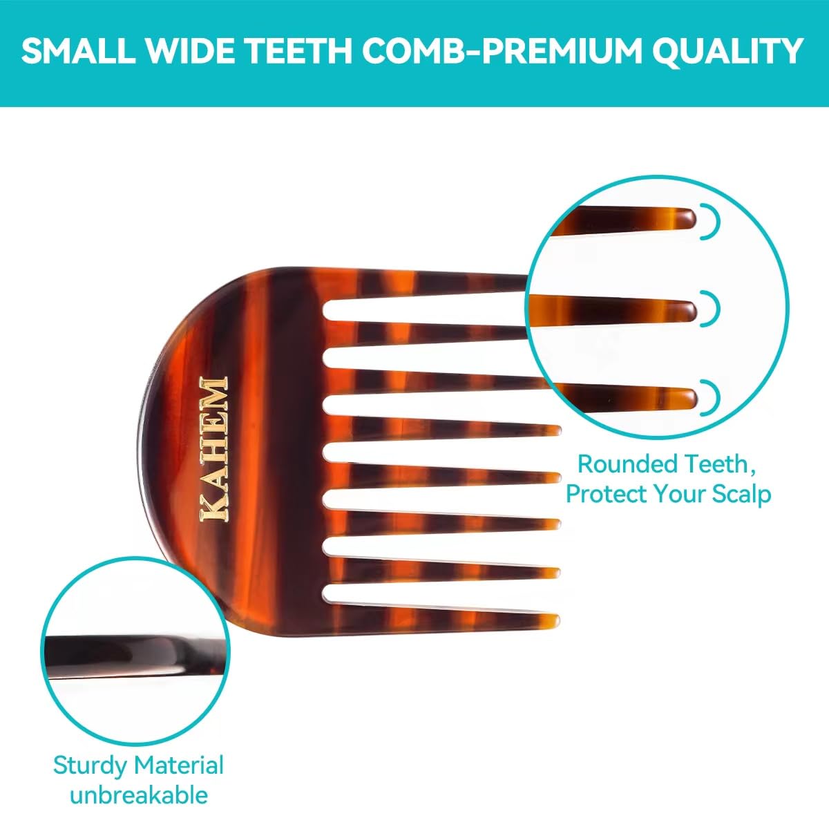 Handmade Wide Tooth Comb for Curly Hair - Daily Detangler for Long & Short Hair | Pocket Size, 3.14 Inch