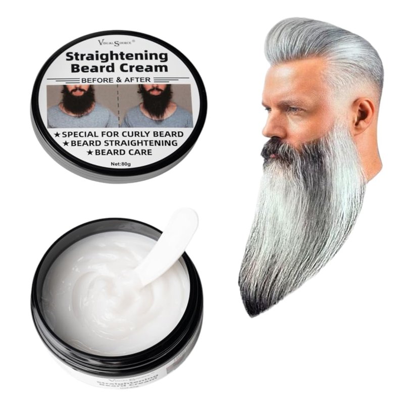 visualsource Straightening Beard Cream, 2.8oz Effective Styling Conditioner Mustache Cream Supplies To Straighten Reducing Frizz Coarse Moisturizing Softening Natural