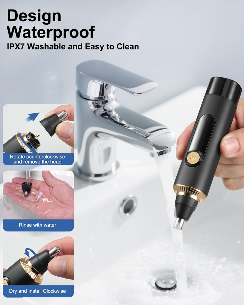 Nose Hair Trimmer for Men and Women,2025 Professional Painless IPX7 Waterproof Eyebrow & Facial Hair Trimmer,USB Rechargeable with LED Display Dual-Edge Blades for Smoother Cutting,Christmas Gifts