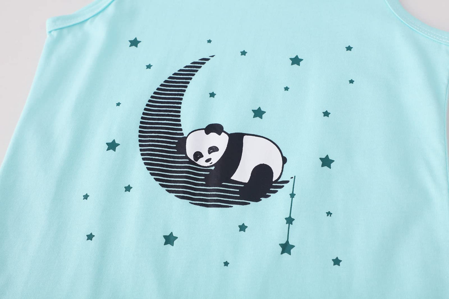 CYCHELRY Girl Sleeveless Summer Pajamas Set Cute Unicorn Pattern Tank Top and Stripe Shorts Sleepwear Soft Teen PJS Set Size 6-16 (Blue&Pink(Pandas), numeric_16)
