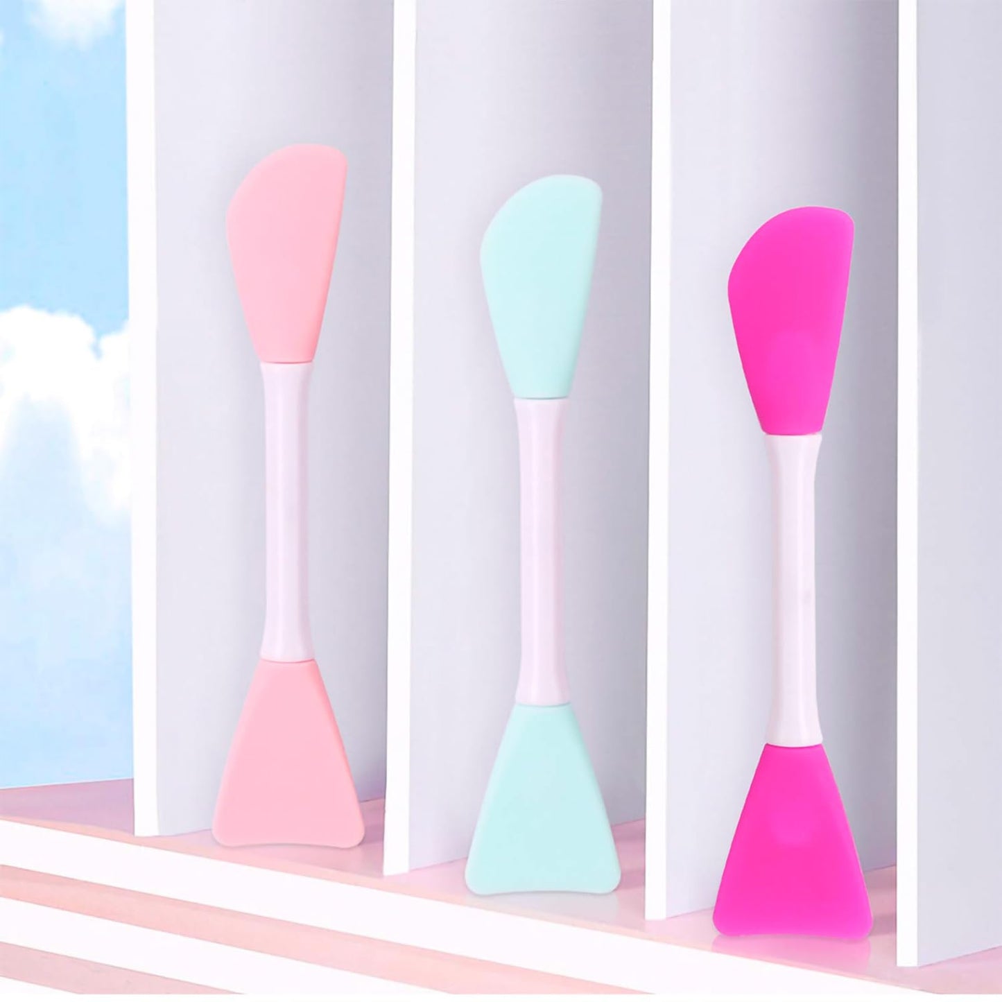 RamPula Mask Applicator Silicone Face Brush Face Mud Cream,Clay Mask,DIY,Modeling Mask Brushes DIY Mud Mixing Spatula Double-end Handheld Scoop Skin Care Make up Foundation Gel Cosmetic Tool