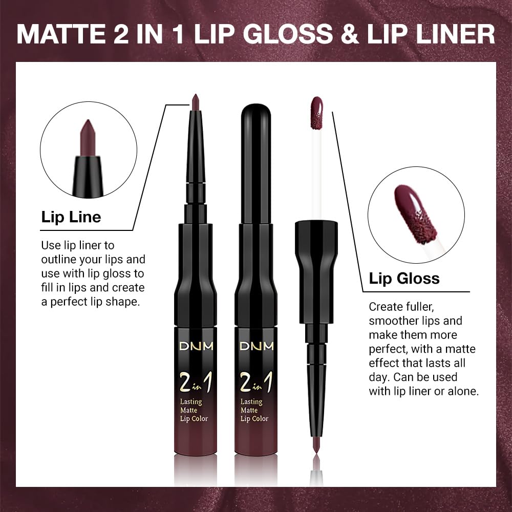 Dark Deep Red Matte Lip Liner & Liquid Lipstick Set | Long-Lasting, Smudge-Proof 24-Hour Wear for Women