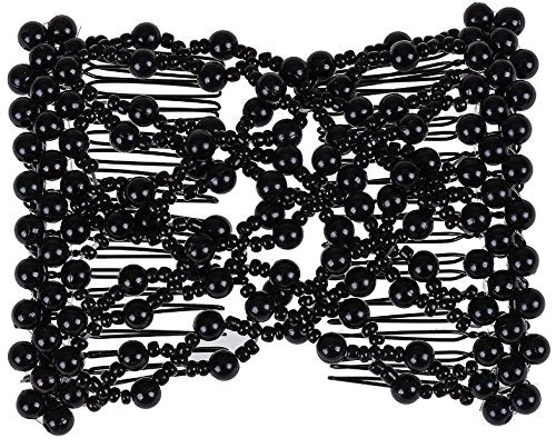 Lovef 5pcs Crystal Beaded Bow Magic Hair Comb Elastic Double Easy