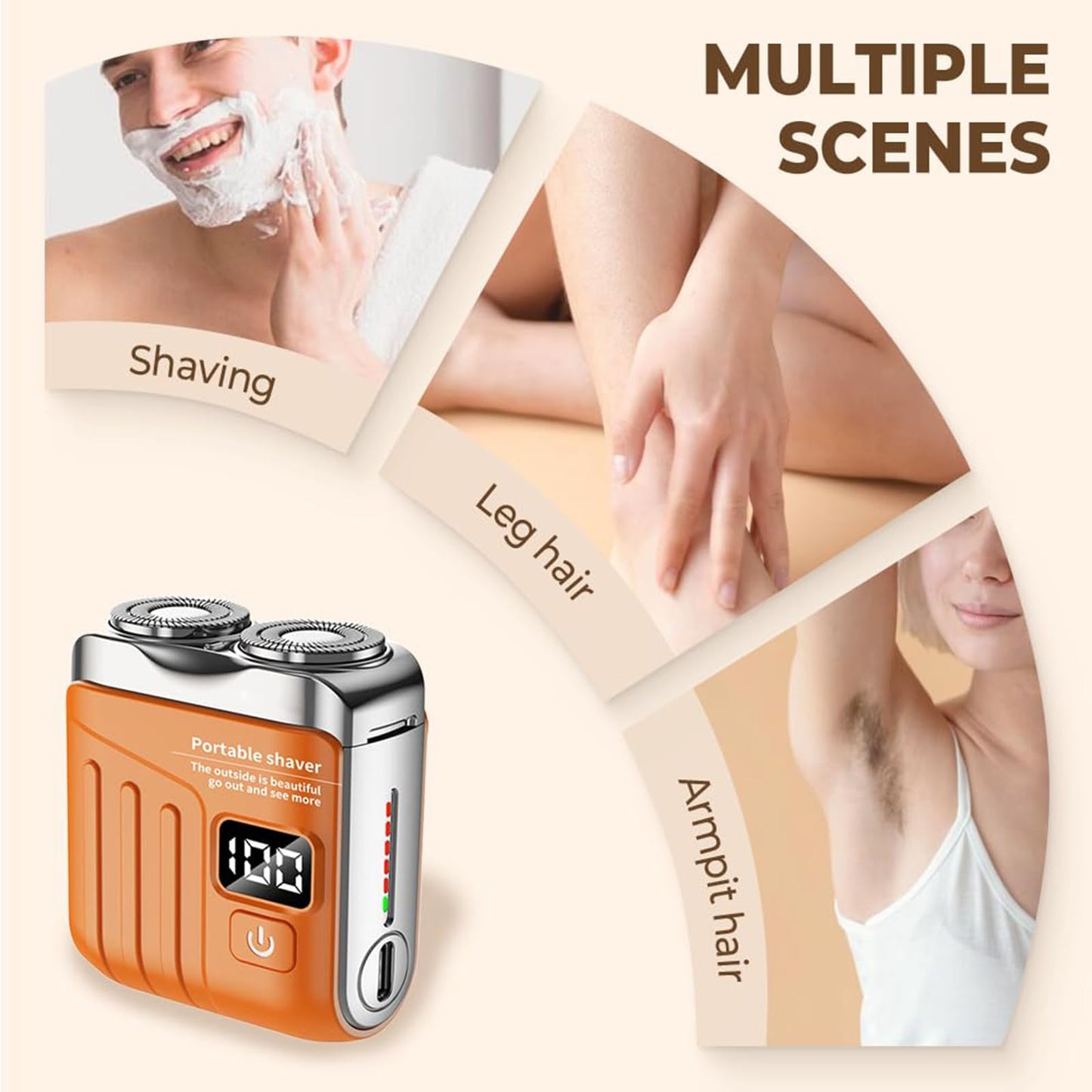Cowenhey Portable Electric Shaver - LED Display Dual-Head Pocket Shaver, Mini USB Rechargeable Travel Razor, One-Button Operation, Long-Lasting Battery, for Home & Travel (Blue)