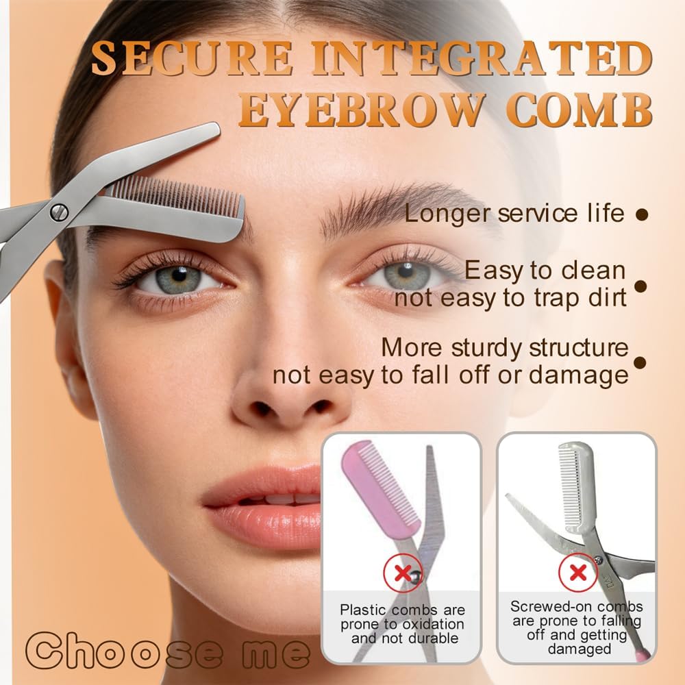 Precision Eyebrow Scissors - Professional Stainless Steel Grooming Tool for Facial Hair & Eyebrow Shaping | Unisex Design