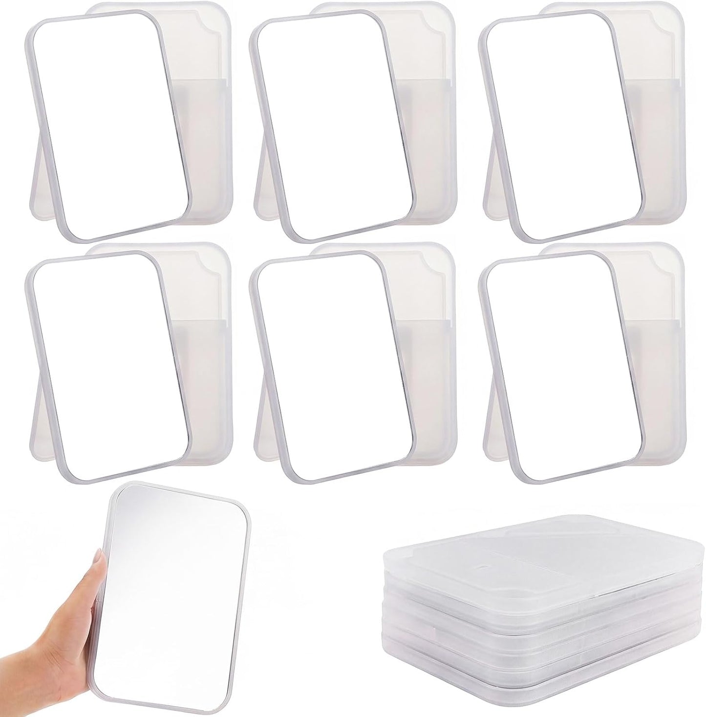 Cinnvoice 24 Pack Desktop Makeup Mirrors - 90° Adjustable Folding Vanity Mirrors | Portable for Travel & Spa (8")