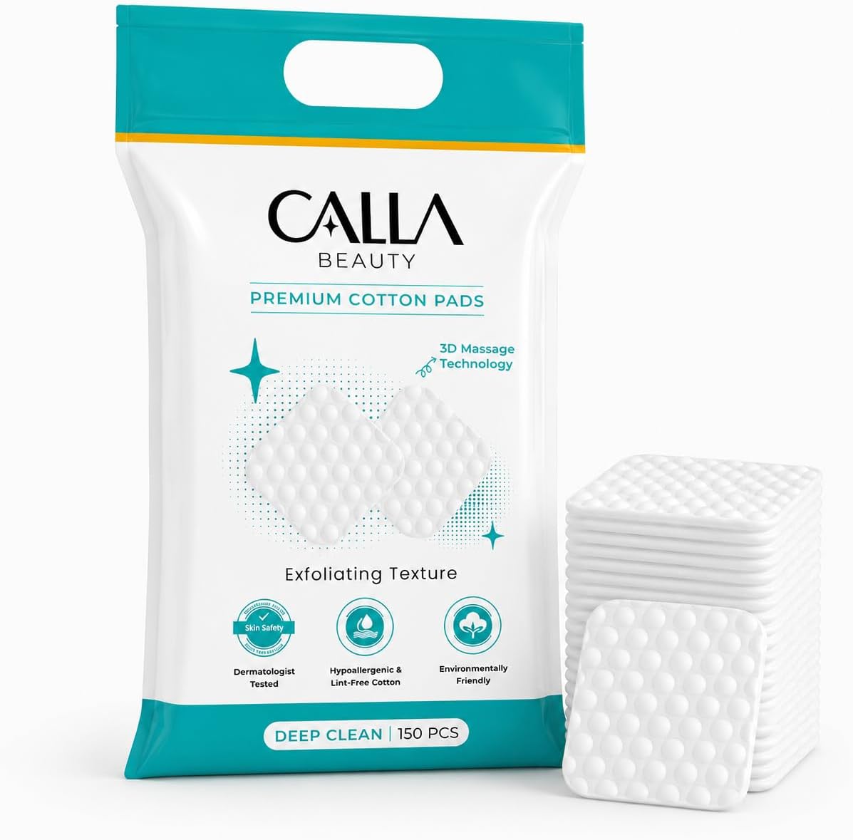 Deep Clean Cotton Pads - Textured Woven Makeup Remover Rounds | Thick & Tear-Resistant, 300 Count (Pack of 2)