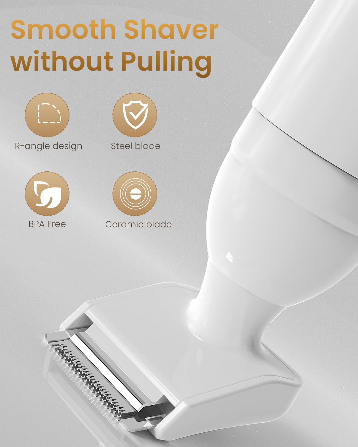Happnear 2025 New Bikini Trimmer for Women - 5 in 1 Wet/Dry Electric Razor for Women, Rechargeable Electric Shaver, Travel Hair Remover for Face Nose Eyebrow Leg Pubic Armpit (White)
