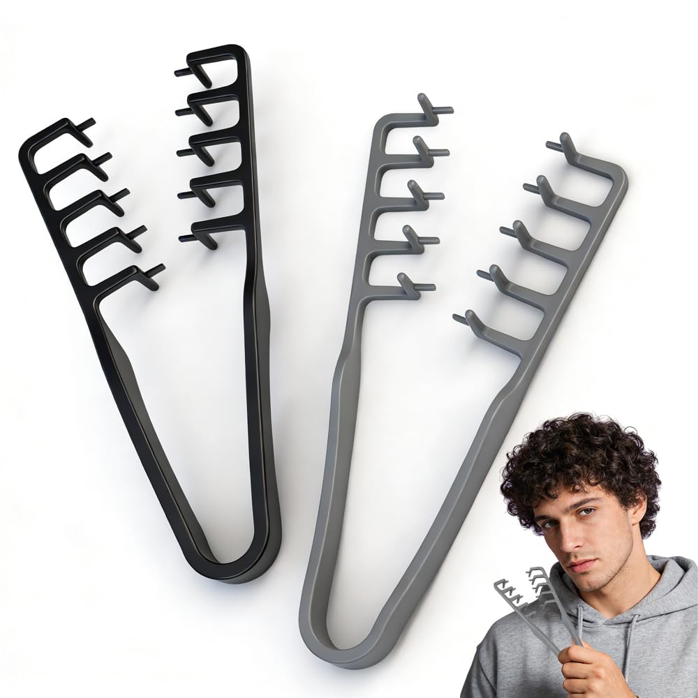 Texture Styling Comb for Men - Voluminous Wide-Toothed Design, ABS Plastic, Textured Grip | Black & Grey