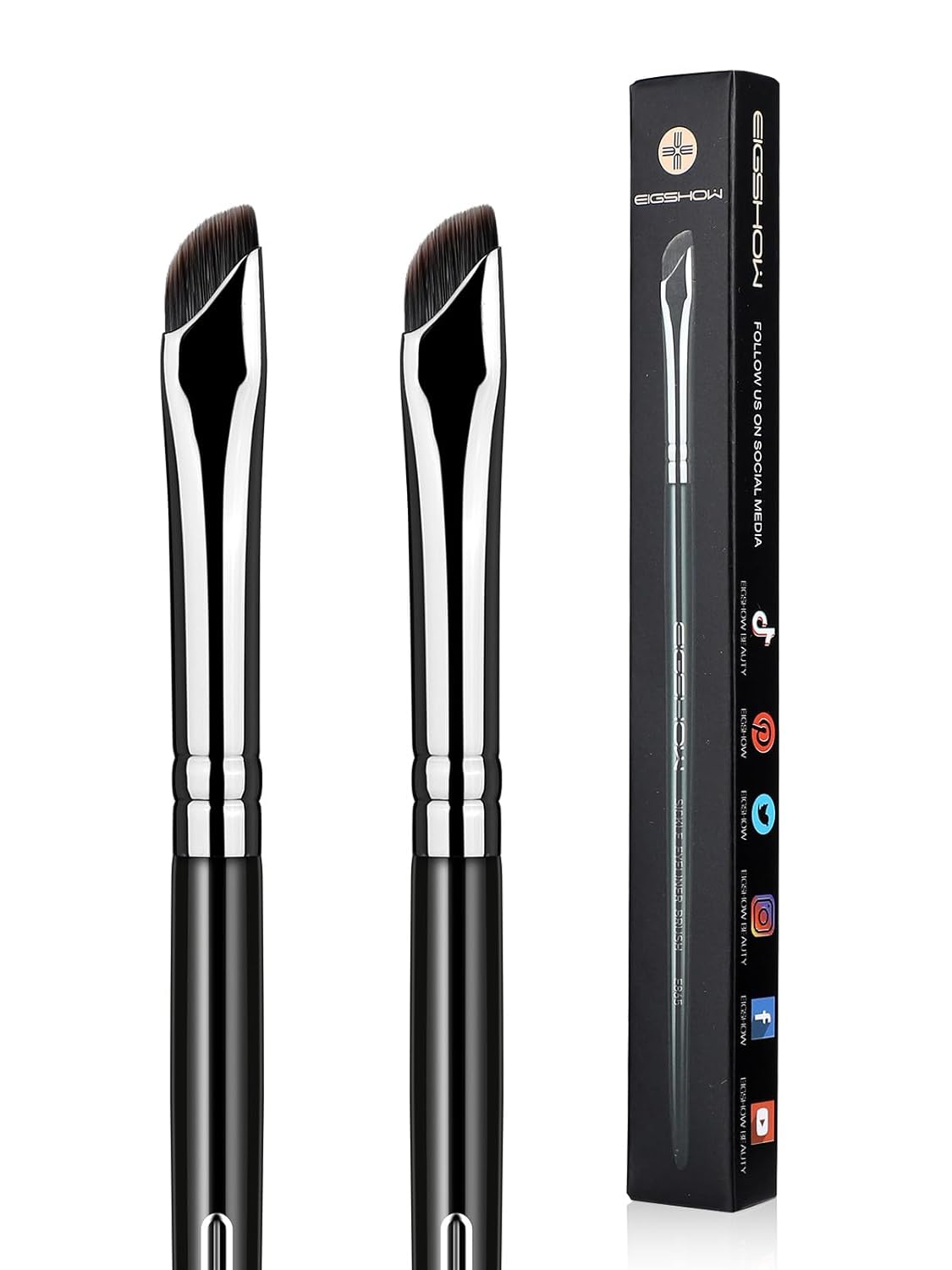 Eyeliner Brush Set - Gel Eyeliner Makeup Brushes for Precise Application | Ultra Thin Curved Bristles (2 Pieces)