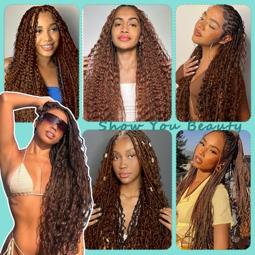 GveoXvo #30 Light Brown Deep Wave Bulk Human Braiding Hair 16 Inch - 2 Bundles