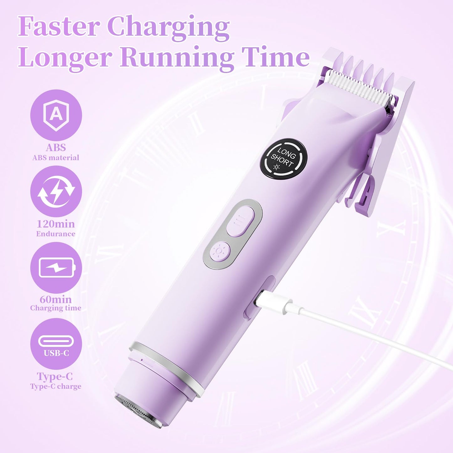 BBDYOY Bikini Trimmer for Women - 4 in 1 Women Electric Shaver Dual Head IPX7 Waterproof Wet & Dry Use Body Hair Trimmer and Facial Hair Remover for Bikini Underarm Leg Arm Body Face,Purple