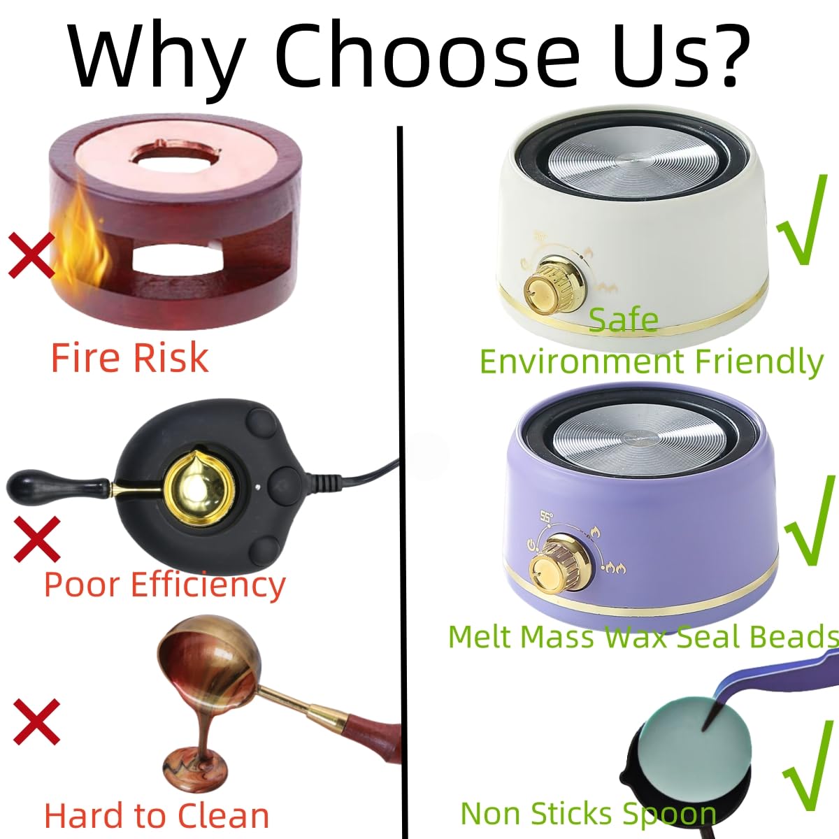 Sealing Wax Warmer Electric with a 80ml Large Spoon, a Non-Slip Melt Scoop Electrical Wax Seal Melting Furnace Warmer Kit Great Tool for Melting Waxs Seals Sticks Beads (Purple)