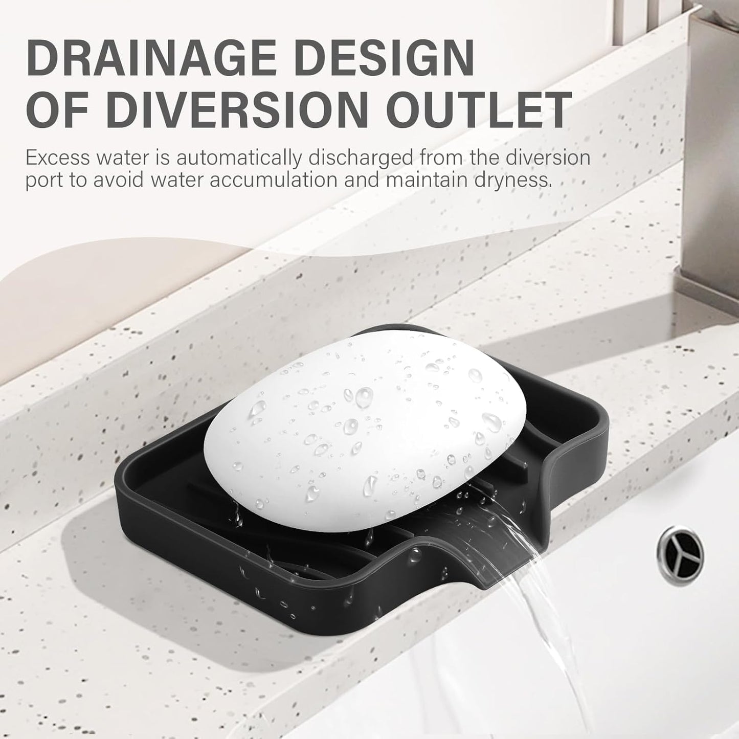 Silicone Self Draining Soap Dishes, Sponge Holder for Kitchen Sink, Kitchen and Bathroom Organizer, Soap Dish, Black 4.7 * 3.9inch