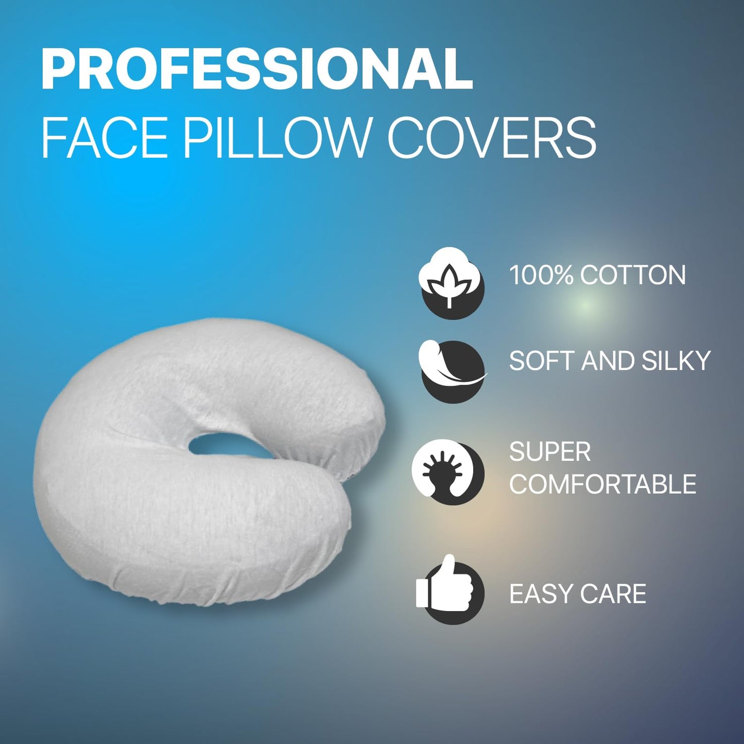 Acuforce Face Cradle Covers 3 Pack – Seamless 100% Cotton Headrest Cover | Soft Breathable Comfort for Massage Face Cradle Pillow | Washable Hygienic Fit