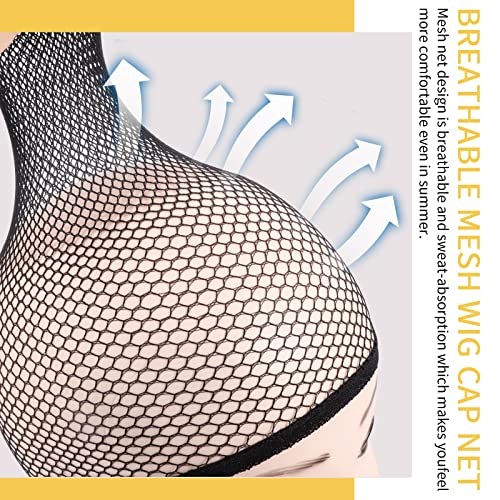 Fandamei 4PCS Nylon Mesh Wig Caps - Open End Black Hair Caps