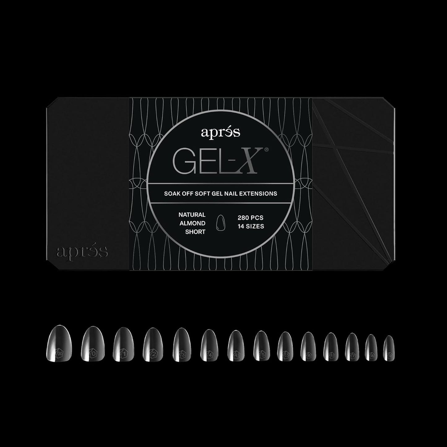 Apres Gel-X® Almond Nail Tips - 280 Soft Tips in 14 Sizes (00-9) | Natural Almond Extra Short