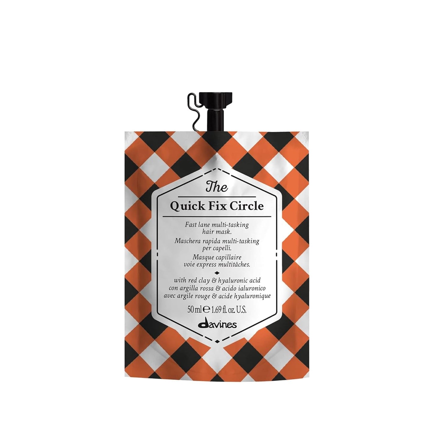 Davines Quick Fix Circle Hair Mask - Fast-Acting Hydrating Treatment with Red Clay & Hyaluronic Acid | 1.69 Fl Oz