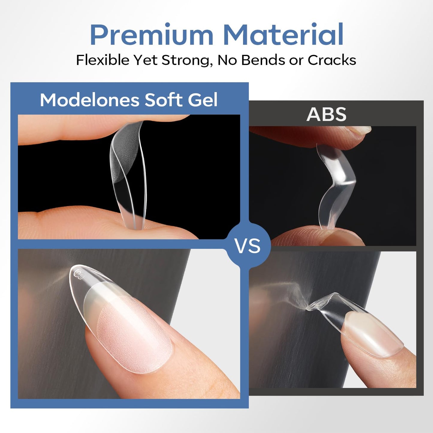 Modelones Medium Almond Nail Tips 360pcs Pre-etched Clear Press On Nails
