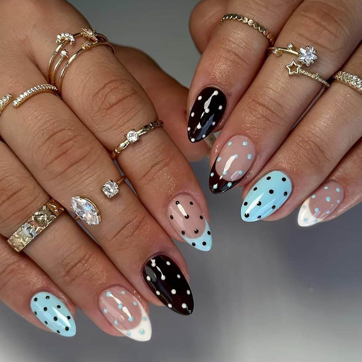 Short Square Press On Nails - Cute Glitter Gradient Full Cover Acrylic Nail Tips | 24PCS for Women