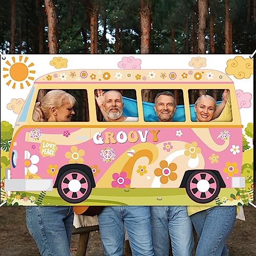 Hippie Bus Photo Prop for Groovy Birthday Parties - 65.75" x 35.4"