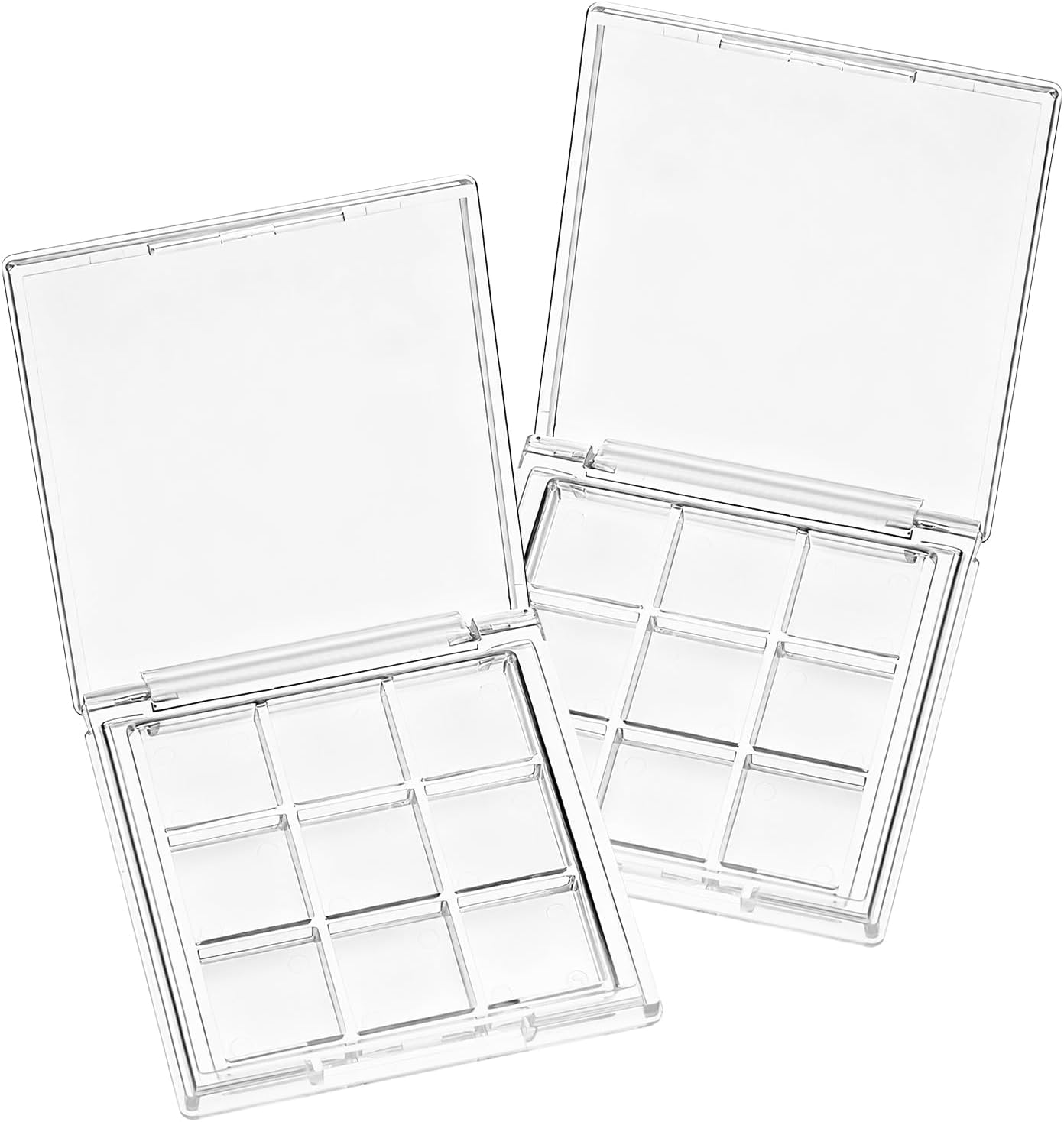 Empty Makeup Palette - 2-Pack Clear Lipstick & Blush Case | Portable 9-Grid Eyeshadow Storage Boxes