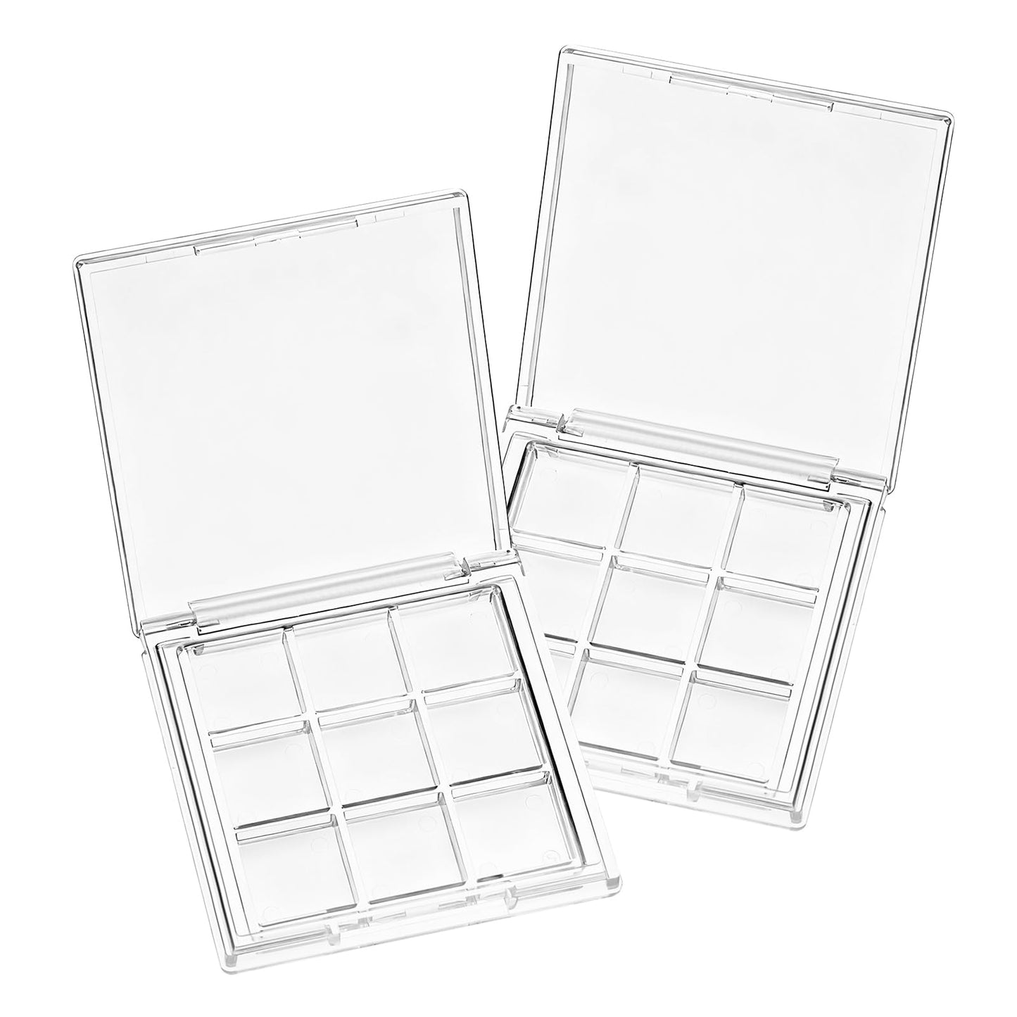 Trinkrittey Empty Makeup Palette Depotting Case, 2pcs Empty Lipstick Palette 9-Grid Clear Blush Lipstick Case Portable Eyeshadow Pan Dispensing Storage Boxes