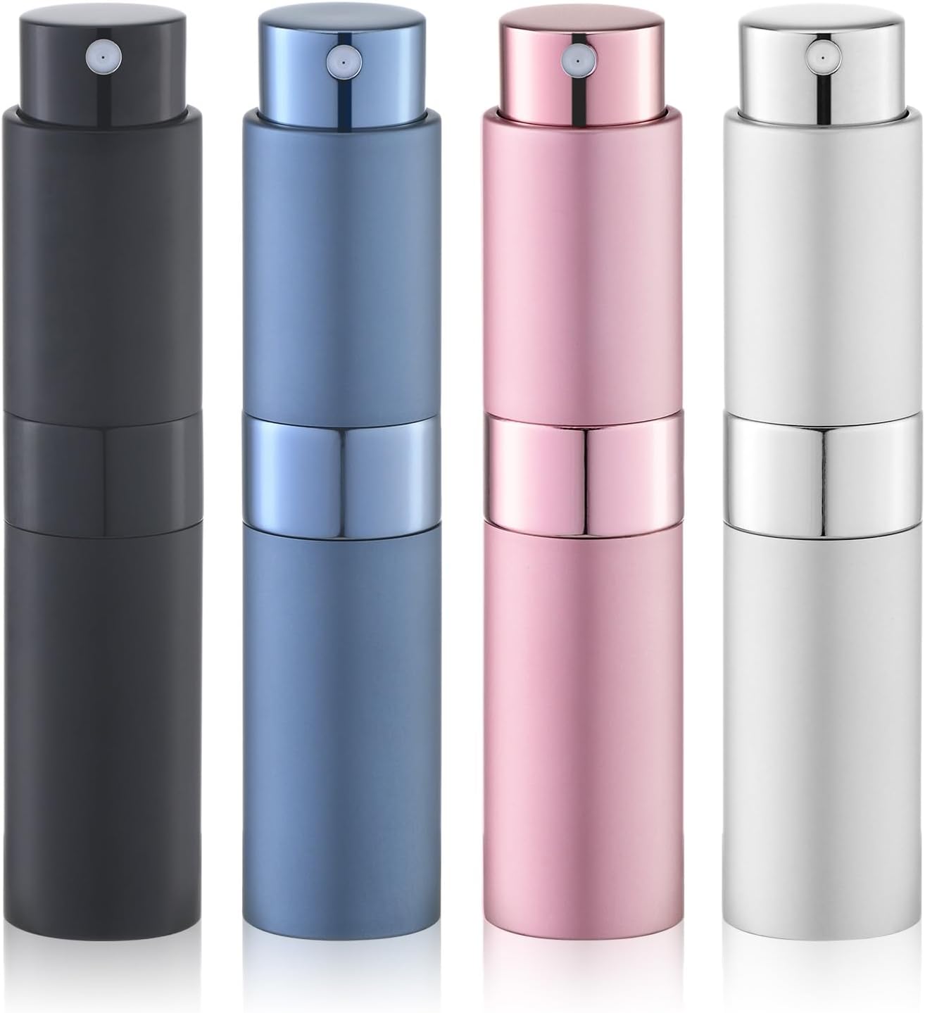 Travel Perfume Bottle - Refillable Cologne Spray Atomizer - Portable 8ml Mini Fragrance Dispenser for Men & Women | 4PCS Grey