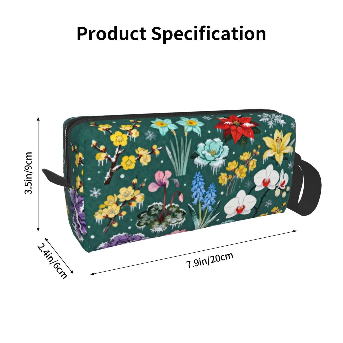 OLUSENMO Frosted Floral Makeup Bag - Durable 600D Oxford Fabric, Impact-Resistant & Compact, Travel Cosmetic & Makeup Organizer for Gym & Daily Use