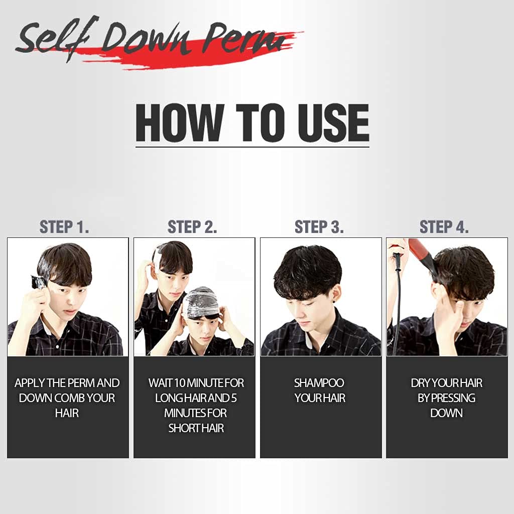 DASHU Down Perm for Men 3.38oz - Korean Fast Down Perm Kit, Hair Relaxer & Straightener, Side Hair Flattener, 10-Minute DIY At Home Perm, Semi-Permanent (3-4 Weeks)