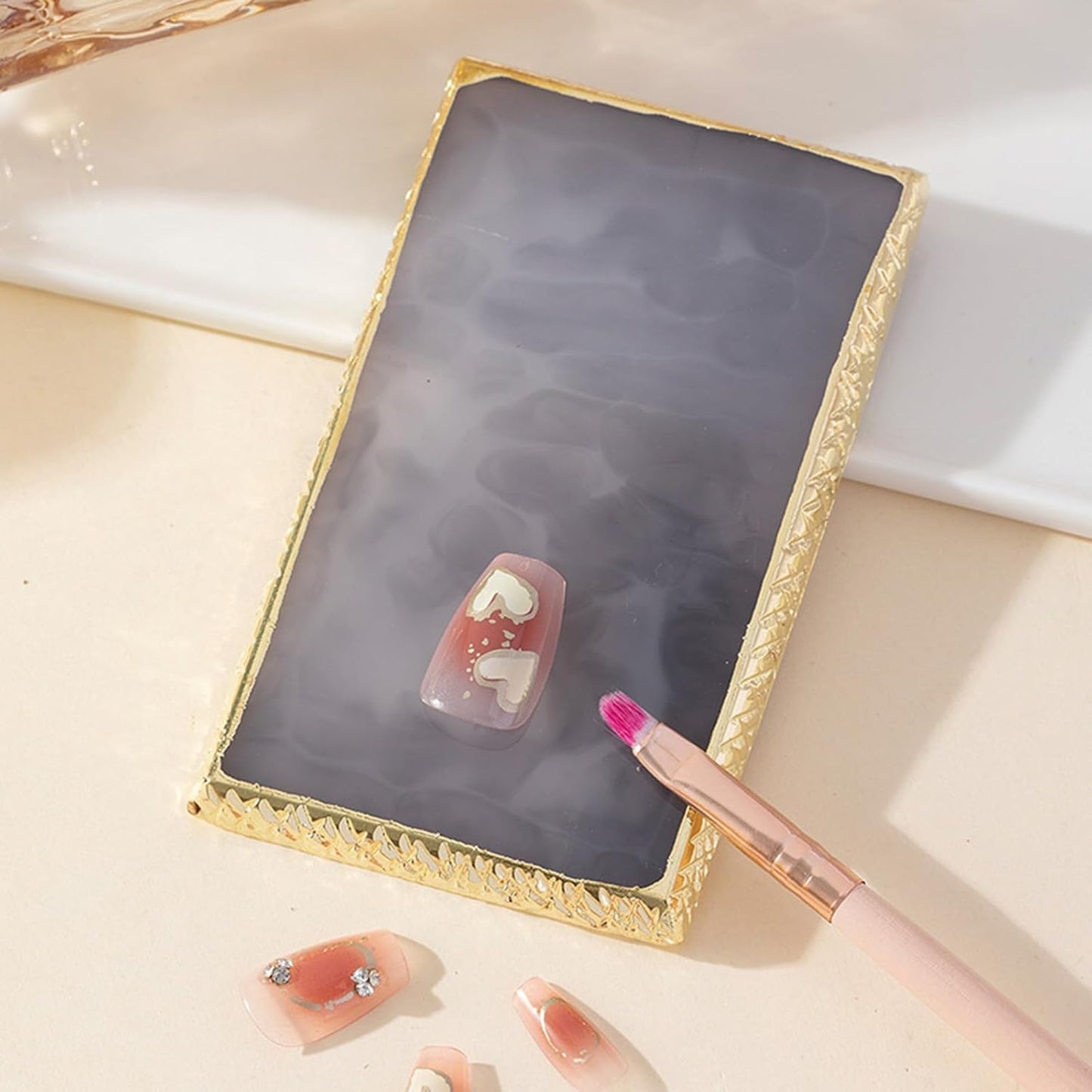 Nail Art Palette - Resin Nail Polish Mixing Tray for Creative Designs | Gray Color