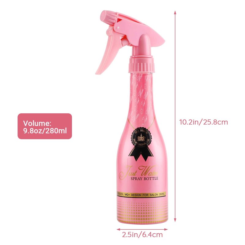 Segbeauty Adjustable Spray Bottle, 9.8oz Champagne Design Plastic Plant Mister with Fine Mist to Stream Settings, 280ml Empty Refillable Handle Rose Pink Sprayer for Home Cleaning Hair Salon