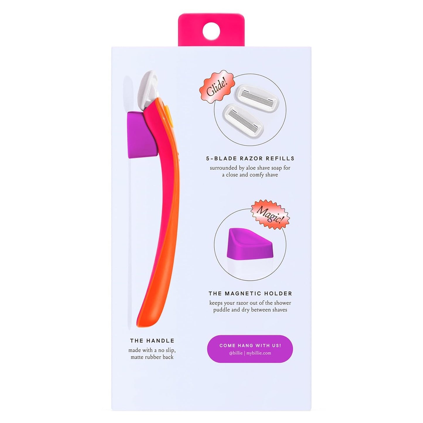 Billie Women's Razor Shave Kit - 5-Blade Razor + 2 Refills + Magnetic Holder | Sunburst Color