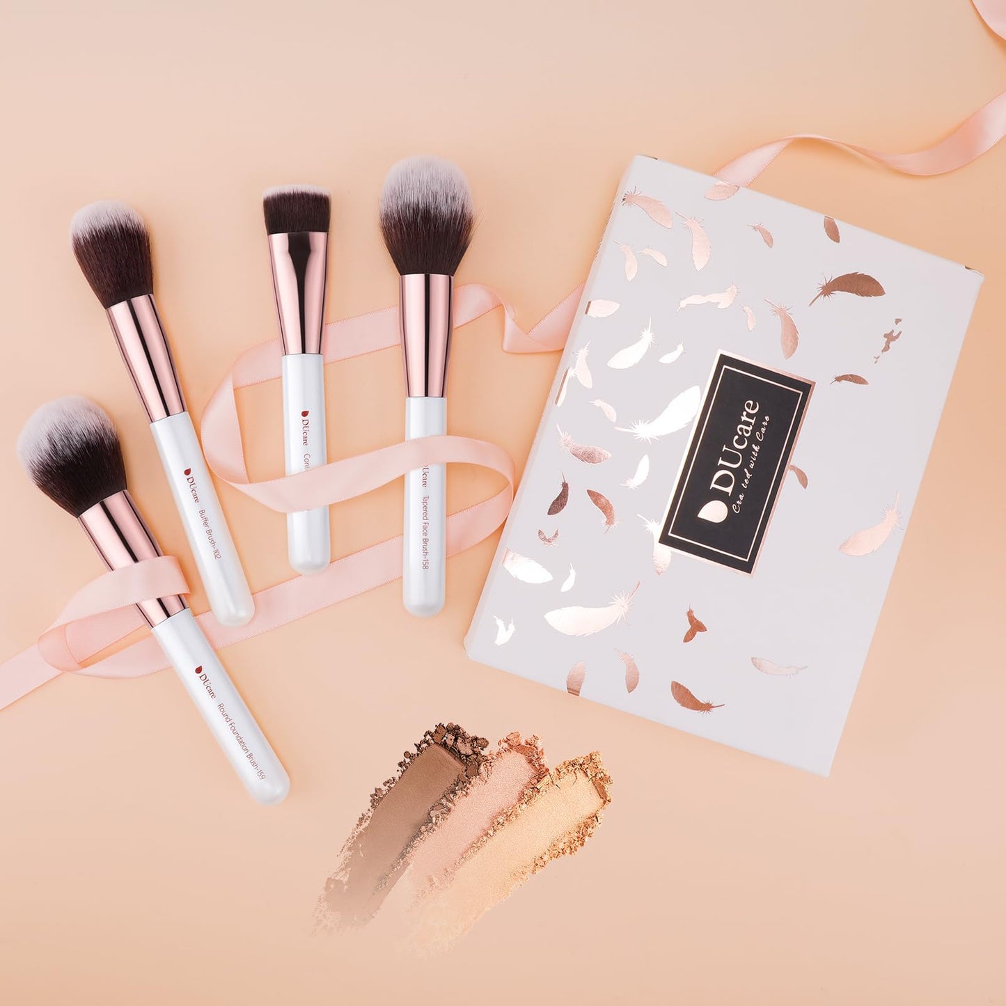 DUcare Makeup Brush Set Professional 27Pcs Makeup Brushes Premium Synthetic Kabuki Foundation Blending Face Powder Blush Concealers Eye Shadows Make Up Brushes Kit White