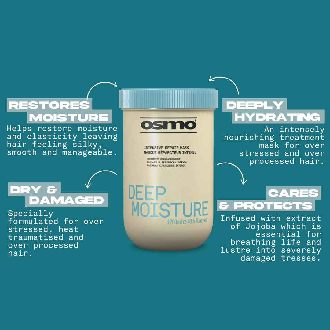 Osmo Intensive Deep Repair Hair Mask for Restoring Moisture and Conditioning Hair and Creating Beautiful Healthy, Naturally Glossy Hair. Size 1200 ml
