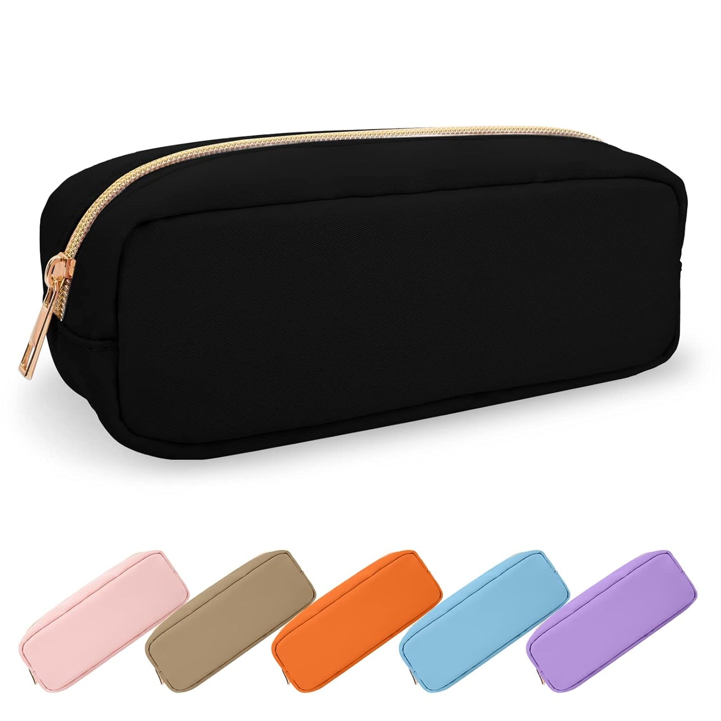 Waterproof Mini Floral Makeup Bag - Nylon Travel Pouch for Women | Cute Zipper Toiletry Organizer (Mini White-Flowers)