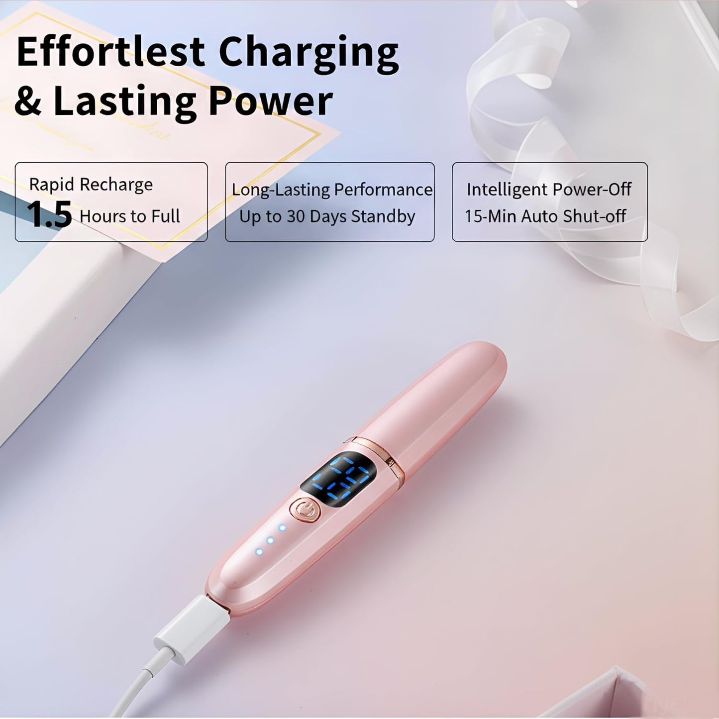 Electric Heated Eyelash Curler - 3 Temperature Modes & LED Display | Type-C Rechargeable, Pink