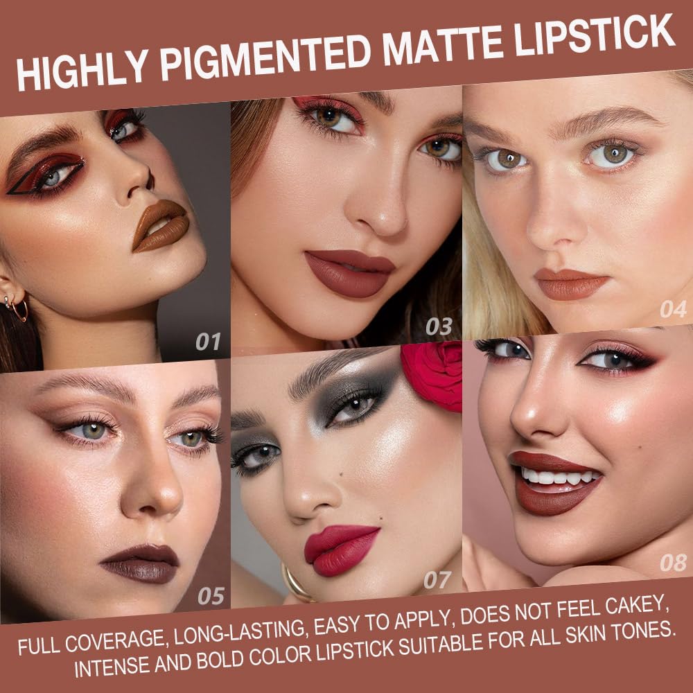 BINGBRUSH 2-in-1 Gradient Lip Liner & Lipstick Combo - Matte Waterproof Lip Pencil Set | Smudge-Proof Ombre Contour (6 Colors)
