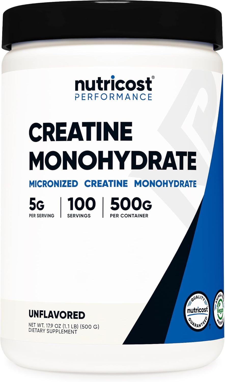 Creatine Monohydrate Micronized Powder - 5000mg Per Serving | 500g (17.9 Oz) - 100 Servings