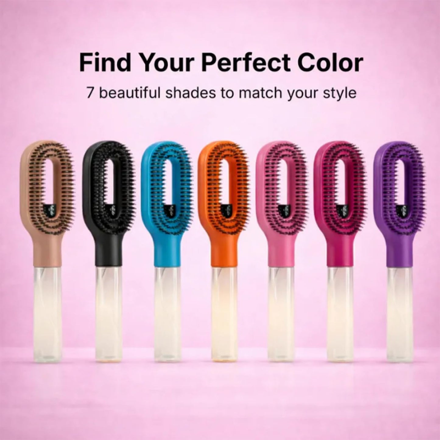 2-in-1 Detangler Hair Brush, With Built-In Mister Spray, Wet & Dry Detangling Brush for Curly, Wavy & Straight Hair | No-Tangle Anti-Frizz Hair Care Brush,Water Reservoir 50ml. (Caramel)