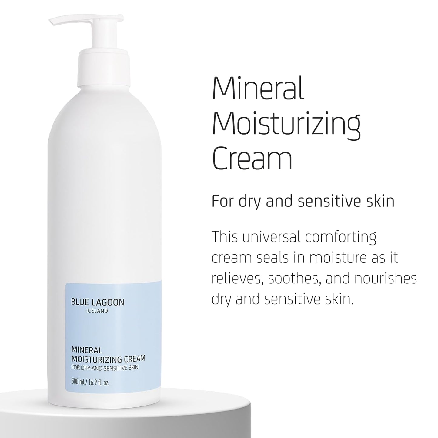 Blue Lagoon Skin Science - Mineral Moisturizing Cream - Hydrates Dry Skin with Seawater | Lightweight, Fragrance-Free 500ML