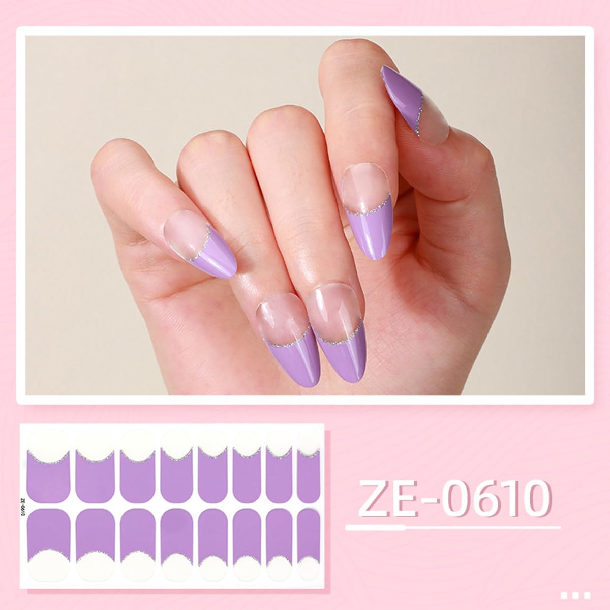 French Tip Full Nail Wraps Nail Polish Strips 6Sheets Self-Adhesive Gel Nail Stickers for Nail Art French Tip Nail Full Wraps French Nail Designs Manicure Supply for Women DIY Nail Art Decorations Set