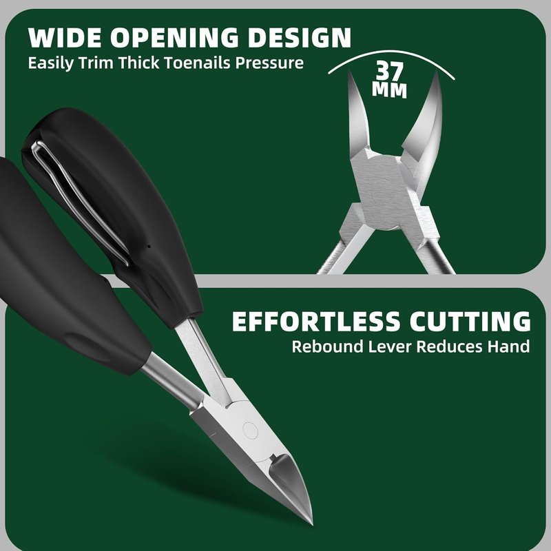 Toenail Clippers for Seniors - Heavy Duty Thick Nail Cutter with 37mm Wide Opening | Long Handle for Easy Grip