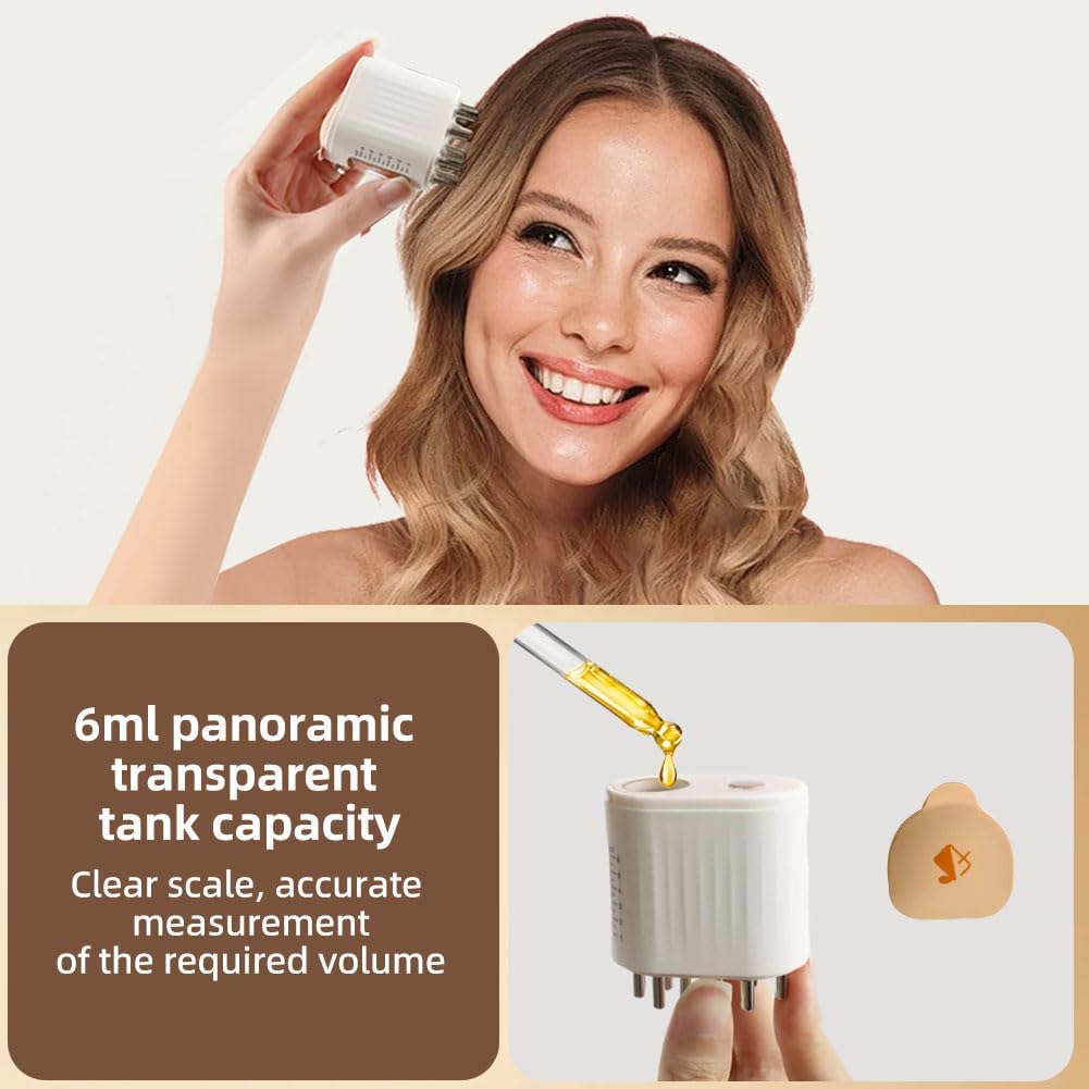 Electric Hair Oil Applicator for Scalp, Scalp Massager for Oil Treatment, Root Comb Applicator with Vibration & Microcurrent, Red Light Therapy, for Hair Treatment and Growth